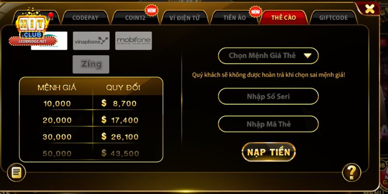 Nạp tiền Hit club có an toàn và đơn giản không?