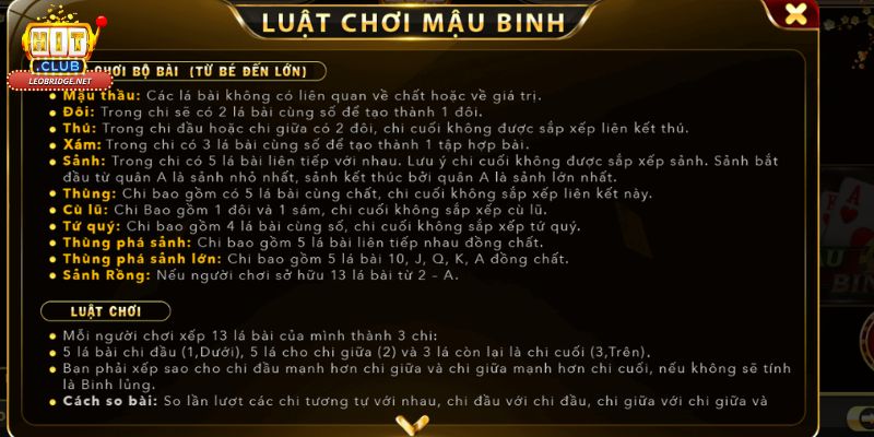 Vài điểm về game đánh bài mậu binh