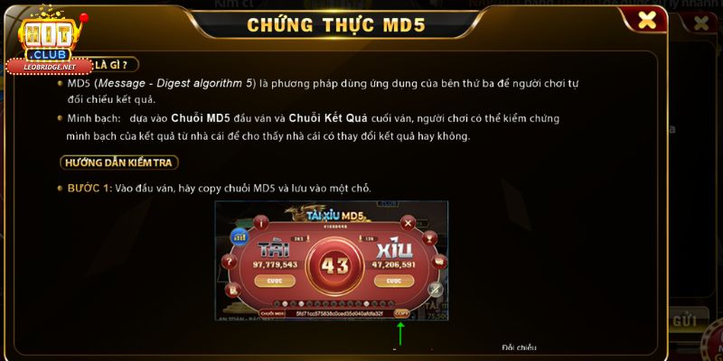 Hướng dẫn chơi tài xỉu MD5 Hit club chi tiết